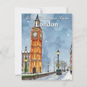 Carte Postale Aquarelle Big Ben Londres Noël