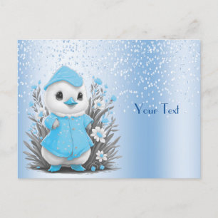 Carte postale Aquarelle bleu canard