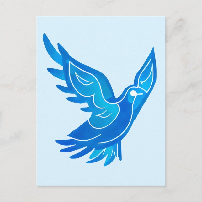 Carte Postale Aquarelle bleu et blanc Peace Dove (Devant)