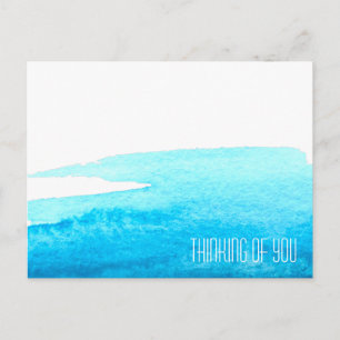 Carte Postale Aquarelle bleu océan minimal