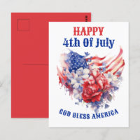 Aquarelle Bleu Rouge Blanc 4 juillet