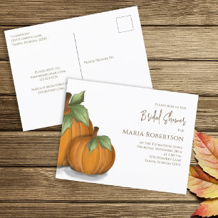 Carte Postale Aquarelle botanique Automne Citrouilles Baby Showe