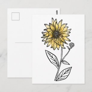 Carte Postale aquarelle botanique esthétique art en ligne tourne