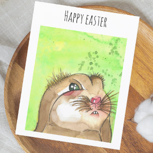 Carte Postale Aquarelle brune peinte à la main lapin de pâques