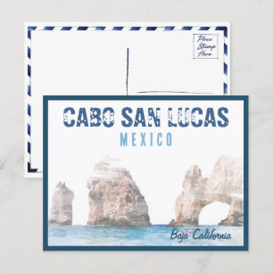 Carte Postale Aquarelle Cabo San Lucas Mexique Arc Vintage