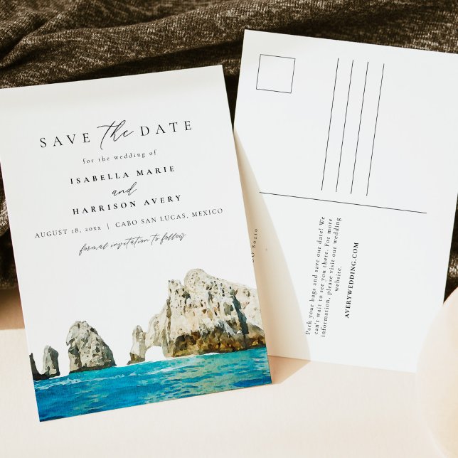Carte Postale Aquarelle Cabo San Lucas Mexique Plages Tropical (Créateur téléchargé)