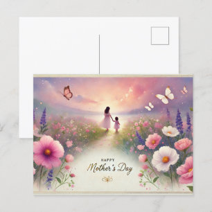 Carte Postale aquarelle capricieuse Fête des mères