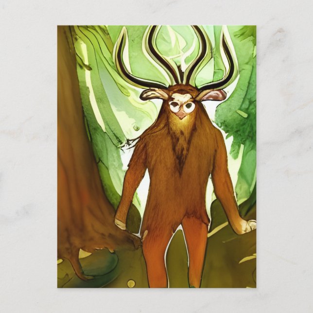 Carte postale aquarelle Cernunnos (Devant)