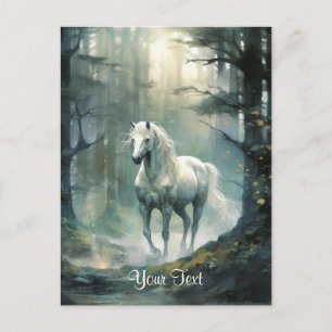 Carte Postale Aquarelle Cheval en Forêt Personnalisé