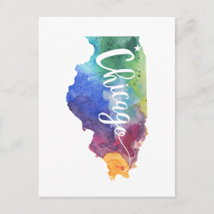Carte Postale Aquarelle Chicago