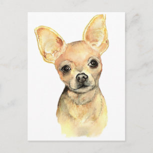 Carte Postale Aquarelle Chihuahua, animal de chien animal de com