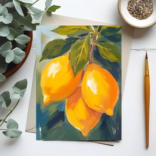 Carte Postale Aquarelle citronnier Peinture de fruits (Créateur téléchargé)