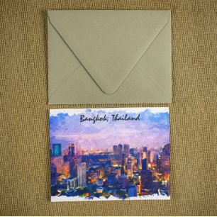 Carte Postale Aquarelle colorée Bangkok Thaïlande Cityscape