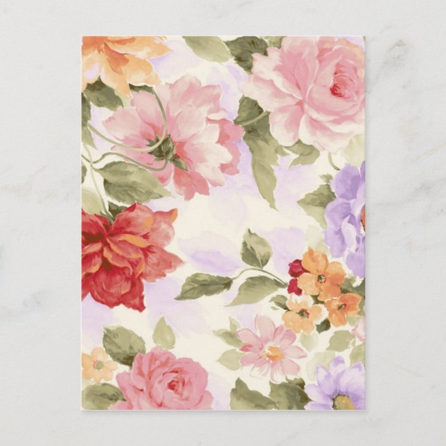 Carte Postale Aquarelle colorée Fleurs de pivoine (Devant)