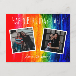 Carte Postale Aquarelle colorée Rainbow Photo Joyeux anniversair