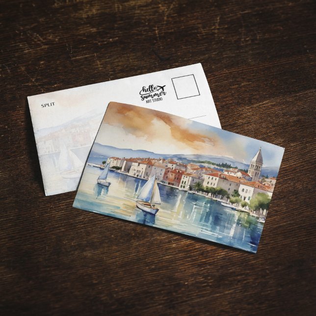 Carte postale Aquarelle Croatie Fractionnée (Créateur téléchargé)