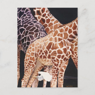 Carte Postale Aquarelle d'animal sauvage de la girafe "à faible