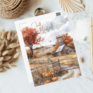 Carte Postale Aquarelle d'automne Humeur automnale à la campagne