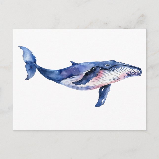Carte Postale Aquarelle de baleine (Devant)