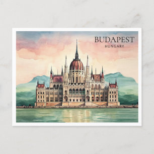Carte postale aquarelle de Budapest Hongrie vue su