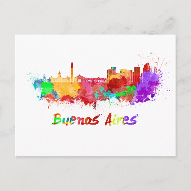 Carte Postale Aquarelle de Buenos Aires (Devant)