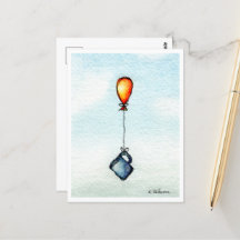 Carte postale Aquarelle de café volant