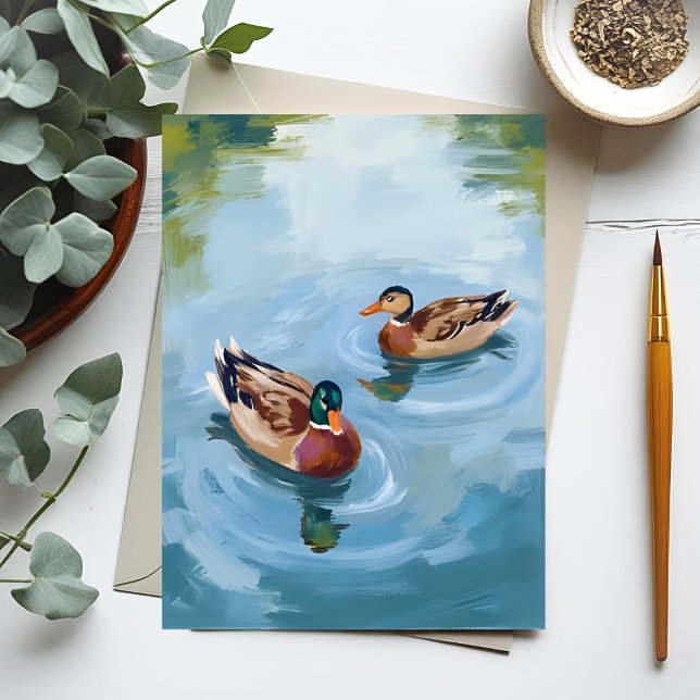 Carte Postale Aquarelle de canard peint (Créateur téléchargé)
