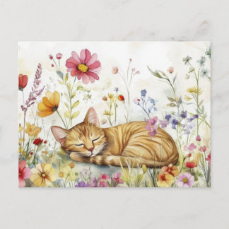 Carte postale aquarelle de chat