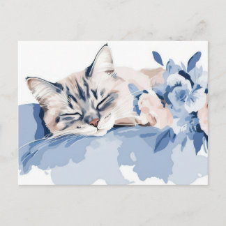 Carte postale aquarelle de chat