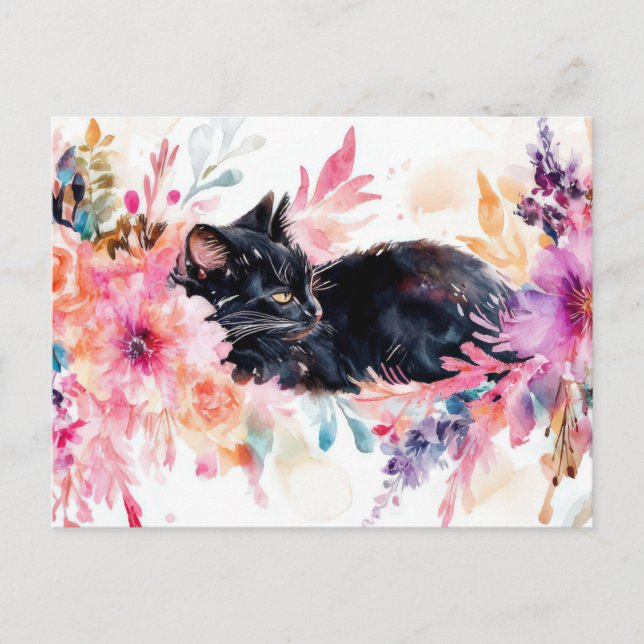 Carte postale aquarelle de chat  (Devant)
