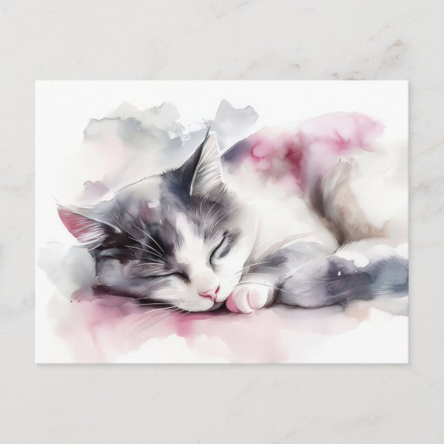 Carte postale aquarelle de chat  (Devant)