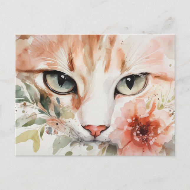 Carte postale aquarelle de chat  (Devant)