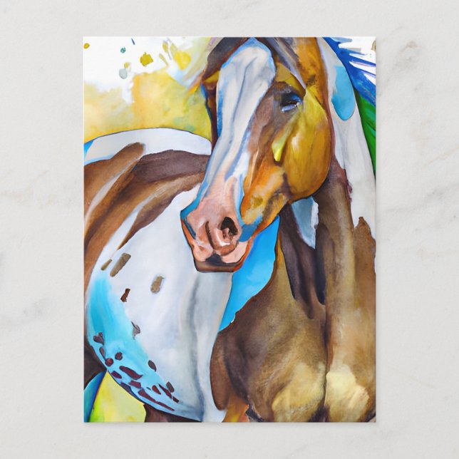 Carte Postale Aquarelle de Cheval de peinture (Devant)