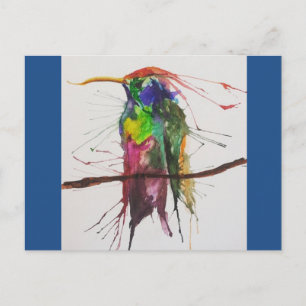 Carte Postale Aquarelle de colibri