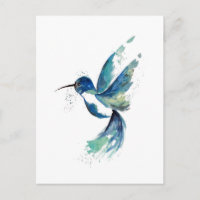 Aquarelle de colibri bleu