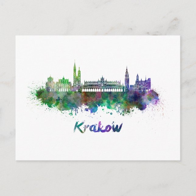 Carte Postale Aquarelle de Cracovie (Devant)
