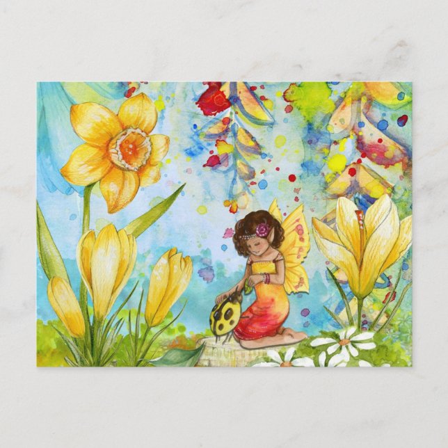 Carte Postale Aquarelle de fée illustration fantaisie (Devant)