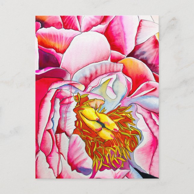 Carte Postale Aquarelle de fleur rose (Devant)