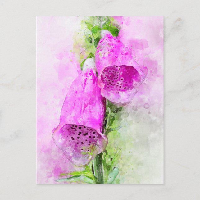 Carte Postale Aquarelle de foxglove à fleurs (Devant)
