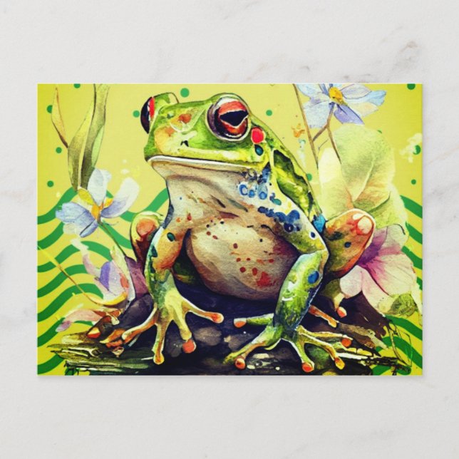 Carte Postale Aquarelle de grenouille Art être adaptable (Devant)