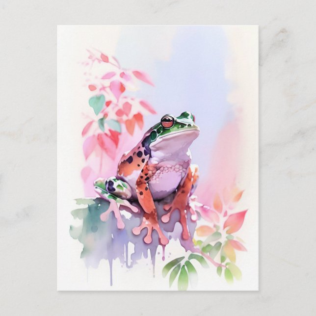 Carte Postale Aquarelle de grenouille Portrait 2 (Devant)