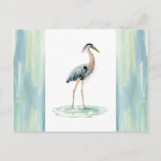 Carte Postale Aquarelle de Héron bleu