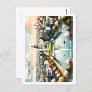 Carte Postale Aquarelle de la Place de Voyage de Washington DC U