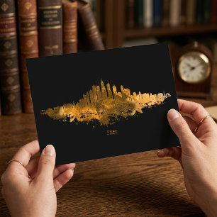 Carte Postale Aquarelle de la skyline de Chicago, paysage urbain