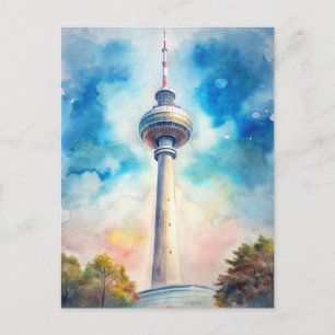 Carte Postale Aquarelle de la tour Alexanderplatz de Berlin