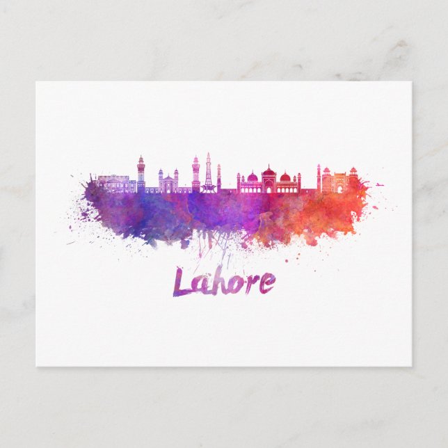 Carte Postale Aquarelle de Lahore (Devant)