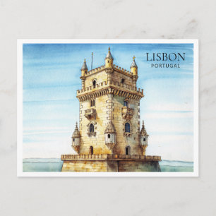 Carte postale aquarelle de l'Alfama de Lisbonne, a