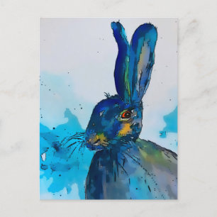 Carte Postale Aquarelle de lapin lièvre
