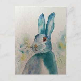 Carte Postale Aquarelle de lièvre bleu