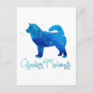 Carte Postale Aquarelle de Malamute de l'Alaska